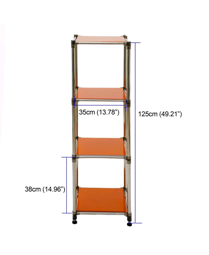 Streamdale Furniture Korean 4-Tier Stainless Steel Shelving Unit (49"H x 14.9"W