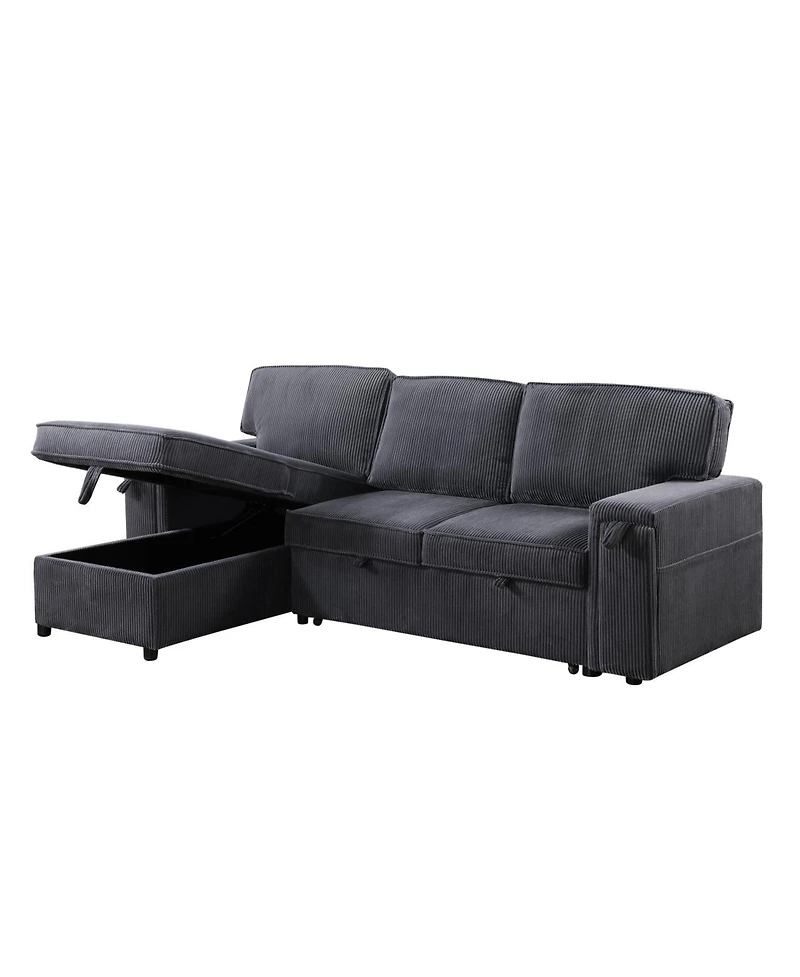 Streamdale Furniture Upholstery Sleeper Grey Sectional Sofa with Storage Space