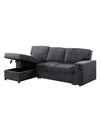 Streamdale Furniture Upholstery Sleeper Grey Sectional Sofa with Storage Space