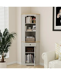 Streamdale Furniture Fluted Corner Storage Cabinet - Antique White