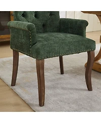 Streamdale Furniture Chenille Dining Chair, Wood Legs, Tufted