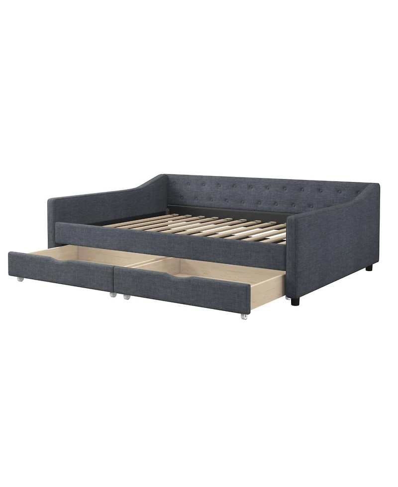 Streamdale Furniture Upholstered Daybed with Drawers & Tufted Back