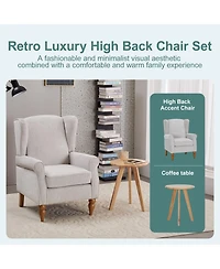 Streamdale Furniture Streamdale Vintage Armchair & Wood Coffee Table Set