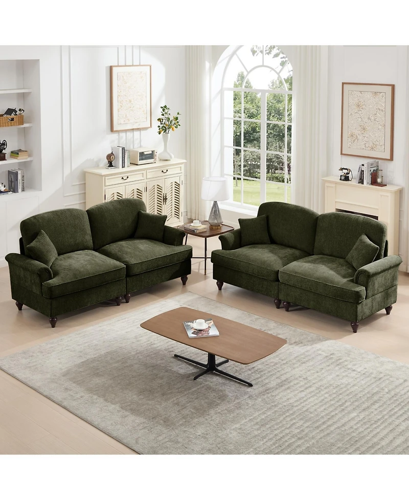 Streamdale Furniture Streamdale Modular Sofa Set, Flared Arms, Removable Skirts, Spindle Legs