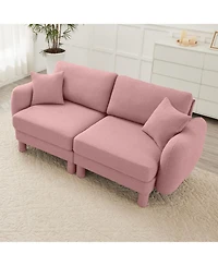 Streamdale Furniture Streamdale Pink Boucle 2-Seater Loveseat Sofa with Shell Armrests