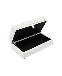 Streamdale Furniture Corduroy Armchair Set w/ Usb Ports & Storage Stool - White