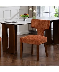 Streamdale Furniture Mid Century Modern Dining Chairs (Set of 2), Orange Linen Fabric