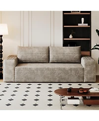 Streamdale Furniture Camel 63" Corduroy Sofa Deep Seat Loveseat No Assembly Required