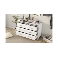 Streamdale Furniture Elegant High Gloss Dresser with Metal Handle, Mirrored Storage Cabinet 6 Drawers