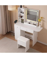 Streamdale Furniture Vanity Desk with Lighted Mirror and Storage, Adjustable Lighting, 3 Drawers, Cabinet