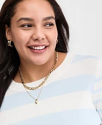 On 34th Trendy Plus Striped Long-Sleeve Sweater, Macy's Exclusive