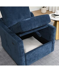 Streamdale Furniture Swivel Chenille Accent Chair w/ Usb & Pocket - Navy