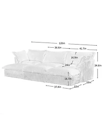 Streamdale Furniture Corduroy Camel 3-Seat Sofa with Ottomans