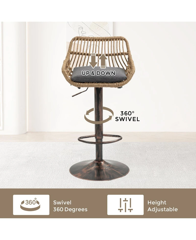 Streamdale Furniture Swivel Bar Stools Set of 2 - Adjustable Gray