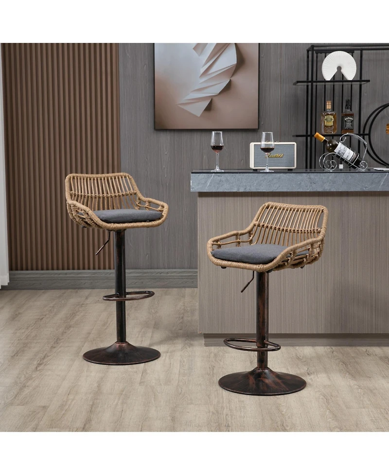 Streamdale Furniture Swivel Bar Stools Set of 2 - Adjustable Gray