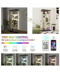 Streamdale Furniture Tempered Glass Display Cabinet w/ Led, Lock, Mirror Back.