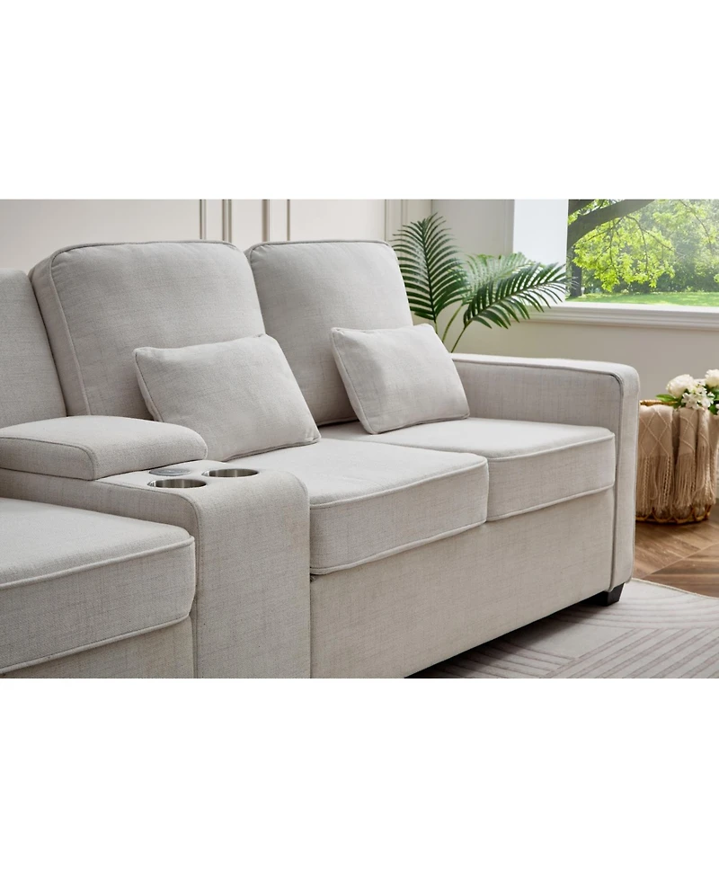 Streamdale Furniture 114" Sofa w/ Console, Cupholders, Usb Ports
