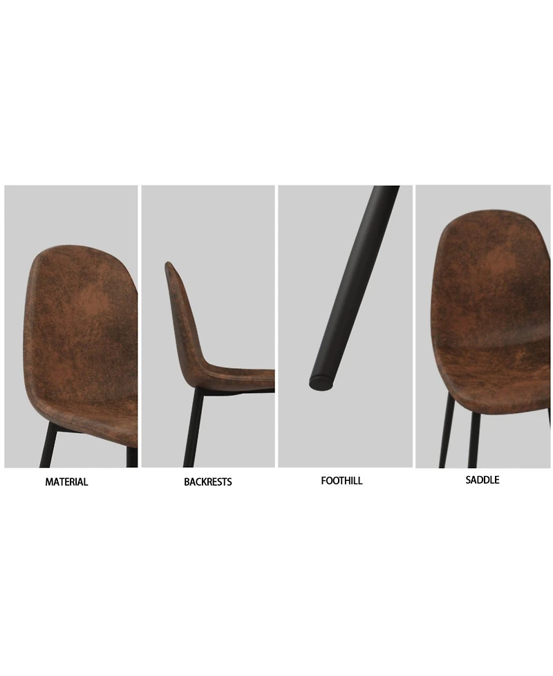 Streamdale Furniture Streamdale Extendable White Dining Table & Brown Suede Chair Set (4-Piece