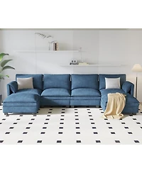 Streamdale Furniture 141.5" U-Shaped Sofa Couch with Ottoman & Pockets