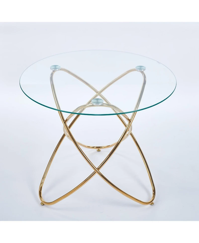 Streamdale Furniture Modern Glass Dining Table with Golden Metal Legs