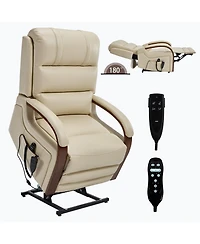 Streamdale Furniture Power Beige Leatheraire Lift Recliner, Heat & Massage