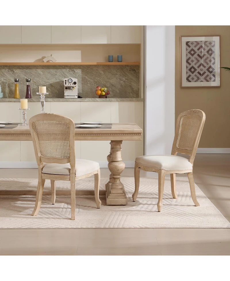 Streamdale Furniture Streamdale French Country Dining Chairs, Rattan Back, Set of 2