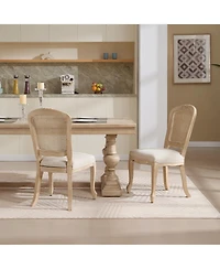 Streamdale Furniture Streamdale French Country Dining Chairs, Rattan Back, Set of 2