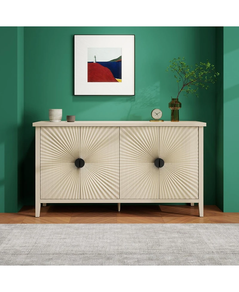 Streamdale Furniture Carved 4 Door Sideboard Buffet Cabinet