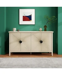 Streamdale Furniture Carved 4 Door Sideboard Buffet Cabinet