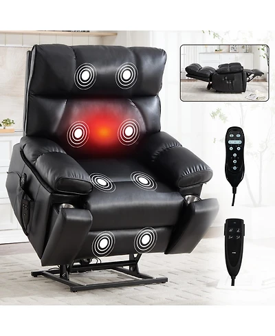 Streamdale Furniture Streamdale Leatheraire Power Lift Recliner with Heat & Massage