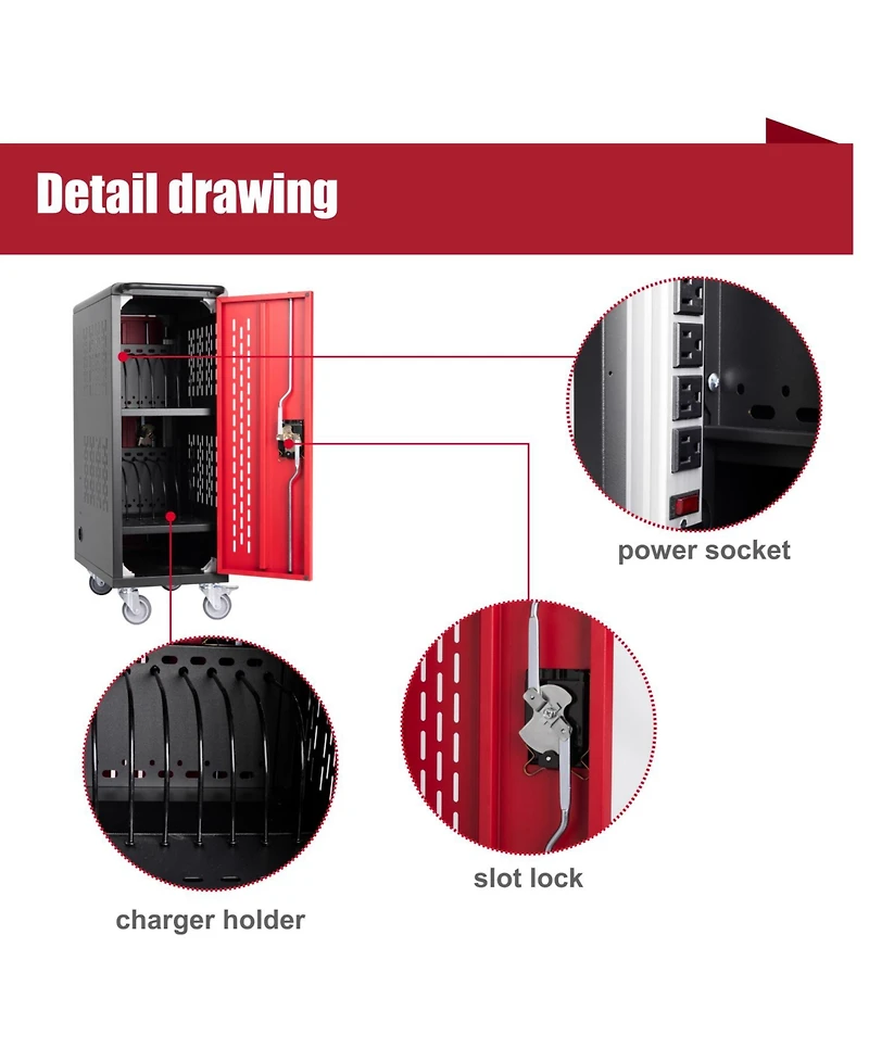 Streamdale Furniture 16 Bay Mobile Charging Cart for Chromebook/Tablet/Laptop.