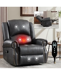 Streamdale Furniture Streamdale Heat Massage Rocker Swivel Recliner Chair, Grey