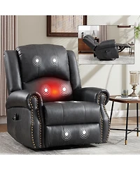Streamdale Furniture Streamdale Heat Massage Rocker Swivel Recliner Chair, Grey