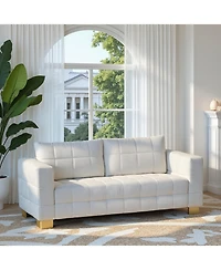 Streamdale Furniture Streamdale Chenille Box-Tufted Sofa with Stainless Steel Legs
