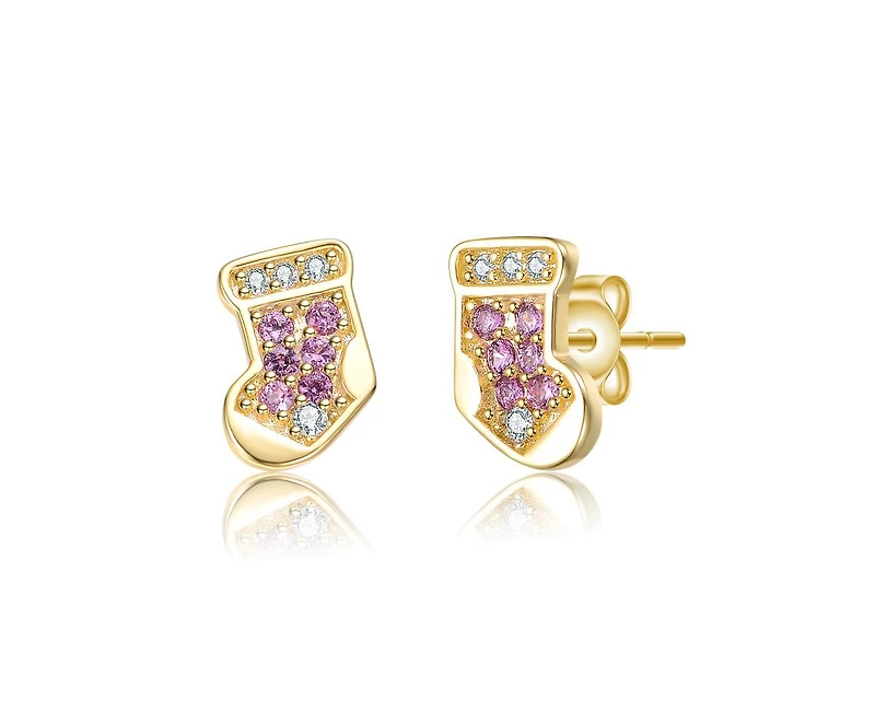 GiGiGirl Kids 14K Gold Plated Cubic Zirconia Socks Stud Earrings