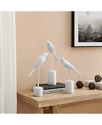 Danya B Ren Bird Perched White Sculptures - Set of 3