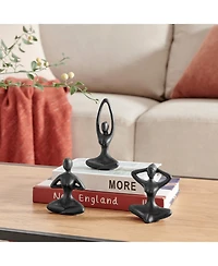 Danya B Dark Brown Cast Iron Female Peaceful Yoga Figures Sculptures Set of 3 Poses