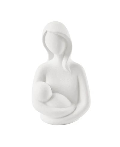 Danya B Hans White Abstract Mother Holding Baby Matte Ceramic Sculpture