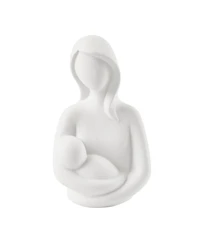 Danya B Hans White Abstract Mother Holding Baby Matte Ceramic Sculpture