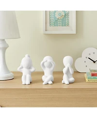 Danya B Hans White Abstract Three Wise Children Matte Ceramic Sculpture Set