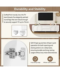 Streamdale Furniture Arched Door Tv Stand with Drawers for TVs up to 75", 5 Iron Legs