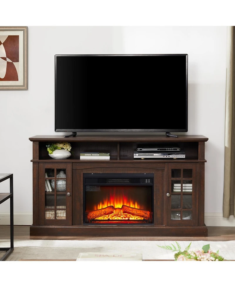Streamdale Furniture Streamdale Tv Stand with Fireplace for TVs Up to 65", Espresso