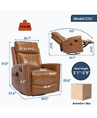 Streamdale Furniture Orange Leather Heat Massage Rocker Recliner