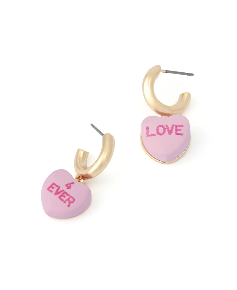 Betsey Johnson Pink Sweetheart Charm Huggie Earrings
