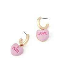Betsey Johnson Pink Sweetheart Charm Huggie Earrings