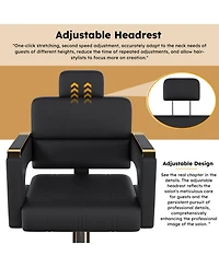 Streamdale Furniture Hydraulic Barber Chair - 360 Swivel, Reclining, Black & Gold