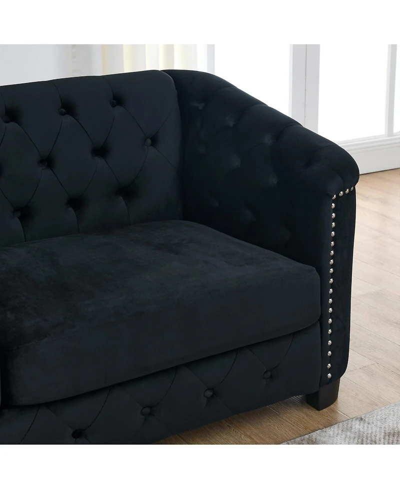 Streamdale Furniture Streamdale 3-seater + 3-seater Combination sofa.Velvet black