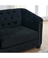 Streamdale Furniture Streamdale 3-seater + 3-seater Combination sofa.Velvet black