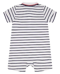 Tommy Hilfiger Baby Boys' Striped Pique Knit Collared Polo Shorts Romper