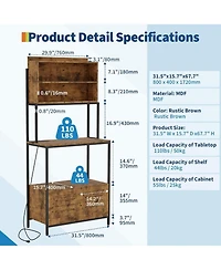 gaomon 68" 6-Tier Kitchen Bakers Rack with Outlet, Storage Cabinet & Shelves, Industrial Microwave Stand & Coffee Bar Station